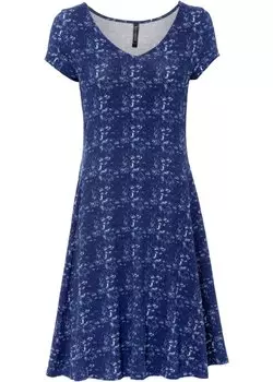 Платье-рубашка в стиле батик Rainbow, синий