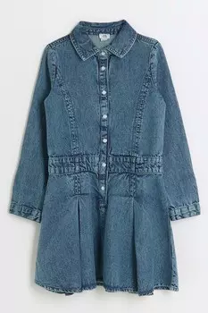 Платье рубашка в стиле килт для девочек River Island, синий