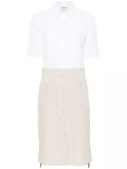 Платье-рубашка в стиле колор-блок THOM BROWNE, белый