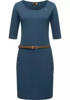 Платье-рубашка в стиле Ragwear "Таня Солид" (2 шт.), стильное женское платье с поясом, цвет Petrol