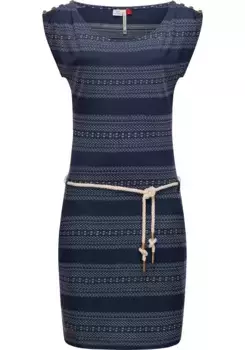 Платье-рубашка в стиле рэгвир "Chego", стильное летнее платье с завязкой Ragwear, цвет морской волны