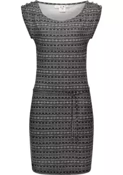 Платье-рубашка в стиле рэгвир "Chego Organic", стильное летнее платье с завязывающимся ремешком Ragwear, черный