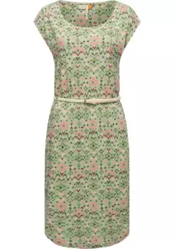 Платье-рубашка в стиле рэгвир "Lilithe Ikat", стильное женское летнее платье с поясом на талии Ragwear, зеленый