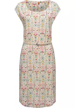 Платье-рубашка в стиле рэгвир "Lilithe Ikat", стильное женское летнее платье с поясом на талии Ragwear, бежевый