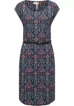 Платье-рубашка в стиле рэгвир "Lilithe Ikat", стильное женское летнее платье с поясом на талии Ragwear, цвет морской волны