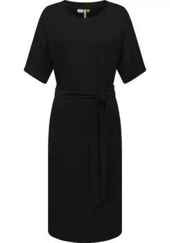 Платье-рубашка в стиле рэгвир "Паллерма", стильное летнее платье с завязкой на талии Ragwear, черный