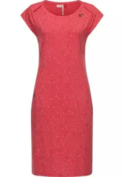 Платье-рубашка в стиле рэгвир "Rivan Print", стильное летнее платье с принтом по всей поверхности Ragwear, красный