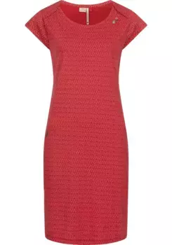 Платье-рубашка в стиле рэгвир "Rivan Print", стильное летнее платье с принтом по всей поверхности Ragwear, красный