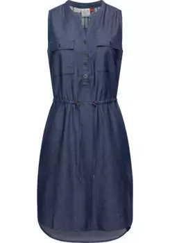 Платье-рубашка в стиле рэгвир "Roisin Denim", стильное летнее платье с завязывающимся ремешком Ragwear, джинсовый