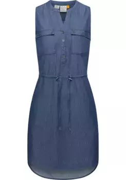 Платье-рубашка в стиле рэгвир "Roisin Denim", стильное летнее платье с завязывающимся ремешком Ragwear, джинсовый