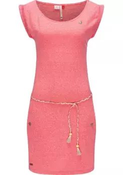 Платье-рубашка в стиле рэгвир "Tag", легкое трикотажное платье в крапинку Ragwear, розовый
