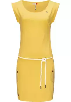 Платье-рубашка в стиле рэгвир "Tag", легкое трикотажное платье в крапинку Ragwear, желтый