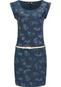 Платье-рубашка в стиле рэгвир "Tag Rose Intl.", стильное летнее платье с принтом и качественным поясом Ragwear, синий