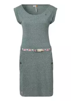 Платье-рубашка в стиле рэгвир "TAGG" (комплект, 2 шт., с поясом), свободного кроя, с поясом и декоративными пуговицами Ragwear, зеленый