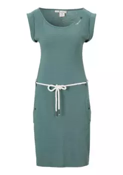 Платье-рубашка в стиле рэгвир "TAGG A GOTS" (комплект, 2 шт., с поясом), свободного кроя, с завязывающимся поясом и декоративной пуговицей на вырезе Ragwear, зеленый