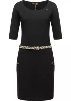 Платье-рубашка в стиле рэгвир "Таня Солид" (2 шт.), стильное женское платье с поясом Ragwear, черный