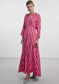 Платье-рубашка Y.A.S "YASSAVANNA LONG SHIRT DRESS", с рукавами 3/4, цвет Cyclamen Str:Bittersweet