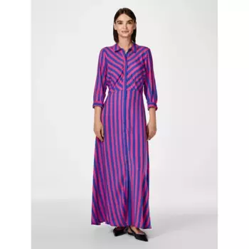 Платье-рубашка Y.A.S "YASSAVANNA LONG SHIRT DRESS", с рукавами 3/4, синий