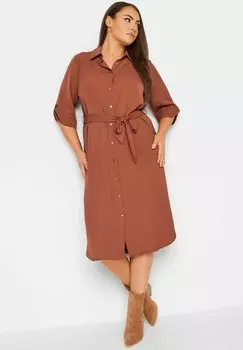Платье-рубашка Yours Clothing, коричневый