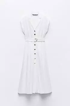 Платье-рубашка Zara With Belt, белый