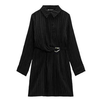 Платье-рубашка Zara With Buckle, черный