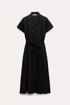 Платье-рубашка Zara Zw Collection, черный