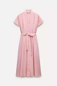 Платье-рубашка Zara Zw Collection, пастельно-розовый