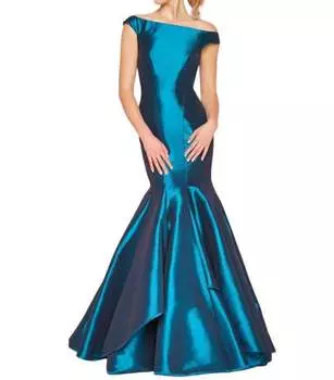 Платье-русалка с открытыми плечами в павлиньем цвете Mac Duggal, цвет peacock