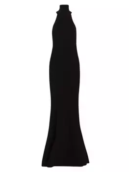 Платье русалки из смесовой шерсти с бретелькой на бретельках Nina Ricci, черный