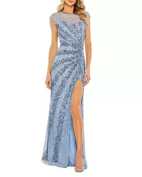 Платье русалки с блестками Mac Duggal, синий