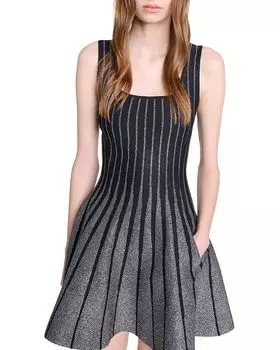 Платье Russella в блестящую полоску Maje, черный