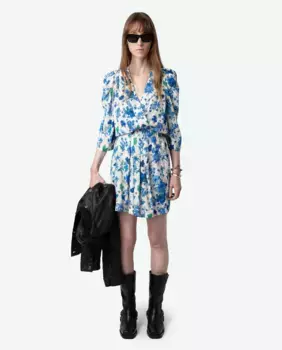 Платье Руз с цветочным принтом и рукавами 3/4 Zadig & Voltaire, синий
