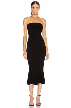 Платье «рыбий хвост» без бретелек до середины икры Norma Kamali, черный