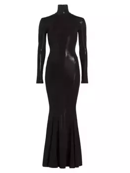 Платье-рыбий хвост с водолазкой и покрытием Norma Kamali, черный