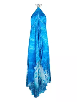 Платье с абстрактным принтом Roberto Cavalli, синий