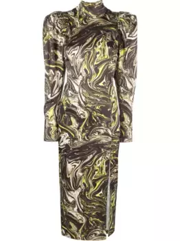 Платье с абстрактным принтом ROTATE BIRGER CHRISTENSEN, черный