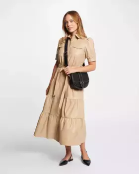 Платье с эффектом кожи и поясом Morgan, цвет Camel