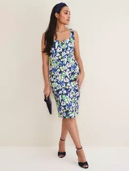 Платье с аквалангом Phase Eight Petite Loretta, темно-синий/мульти