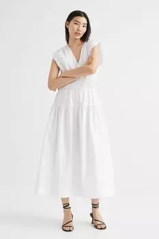 Платье с эластичными сборками H&amp;M, белый