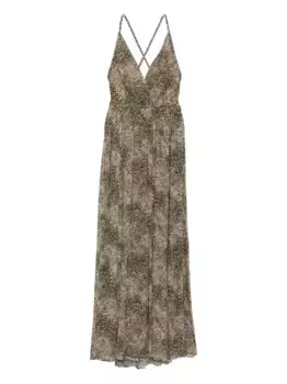 Платье с анималистичным принтом Elie Saab, коричневый