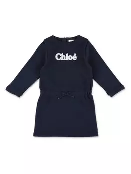 Платье с аппликацией логотипа Chlo Kids, синий