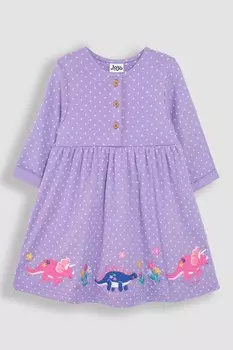 Платье с аппликацией на пуговицах спереди Jojo Maman Bb, фиолетовый