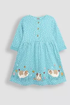 Платье с аппликацией на пуговицах спереди Jojo Maman Bb, голубой
