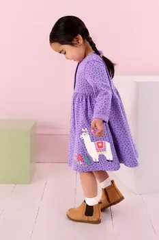 Платье с аппликацией на пуговицах спереди Jojo Maman Bb, фиолетовый