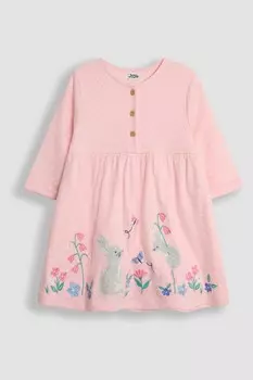 Платье с аппликацией на пуговицах спереди Jojo Maman Bb, розовый