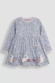 Платье с аппликацией в виде мышки и мелким цветочным узором Jojo Maman Bb, розовый