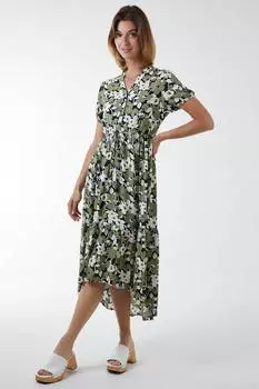 Платье с асимметричным подолом и вырезом на воротнике Blue Vanilla, зеленый