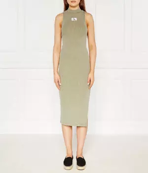 Платье с этикеткой в рубчик Calvin Klein Jeans, зеленый