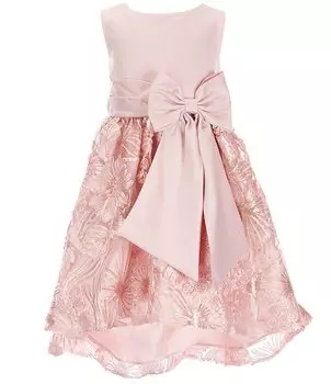 Платье с атласной сутажной юбкой без рукавов и бантом для маленьких девочек от 2 до 6 лет, Rare Editions, розовый