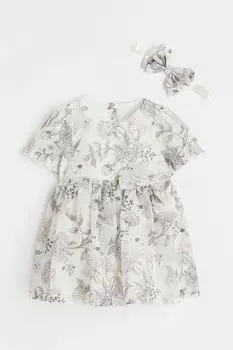 Платье с аксессуаром H&amp;M, крем/узор